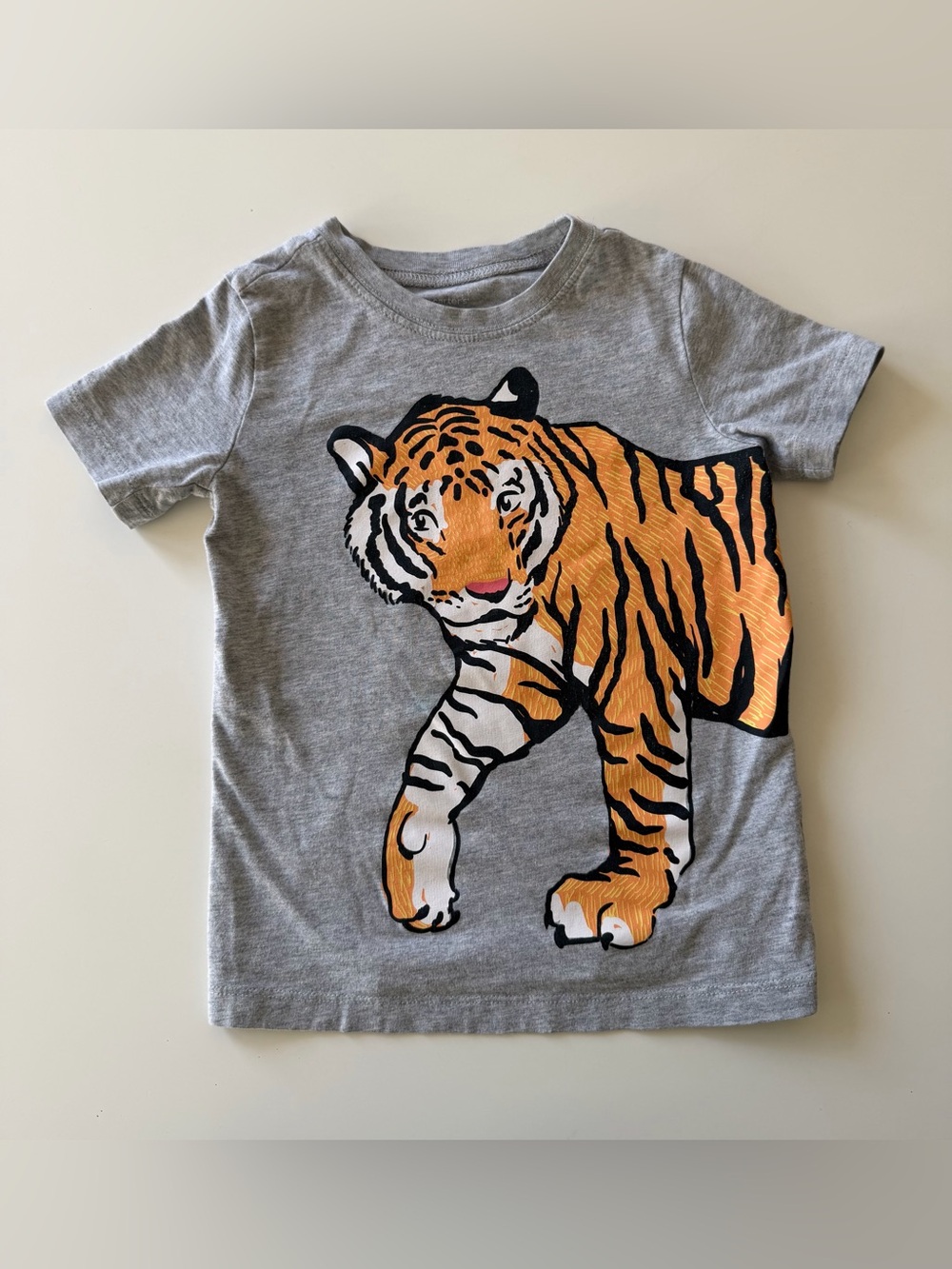 Kids Grey Tiger Graphic Tee - Orange Tiger Print